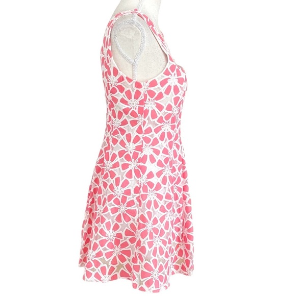 𝅺l'atiste BY AMY PINK WHITE TULLE FLORAL MINI A-LINE  SLEEVELESS COCKTAIL DRESS - Picture 3 of 11